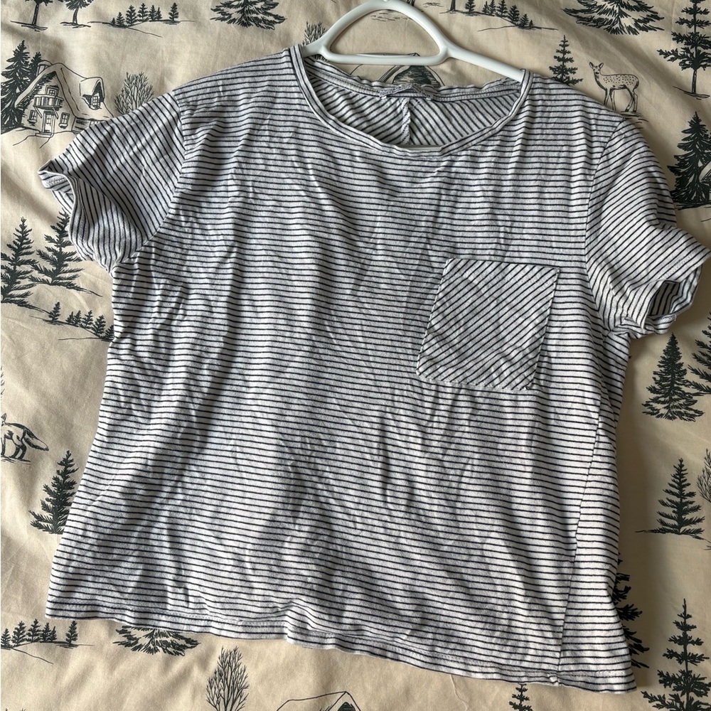 Zara Trafaluc White Tee with Black Stripes